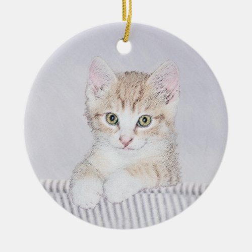 Orange Tabby Kitten Painting _ Original Cat Art Ceramic Ornament