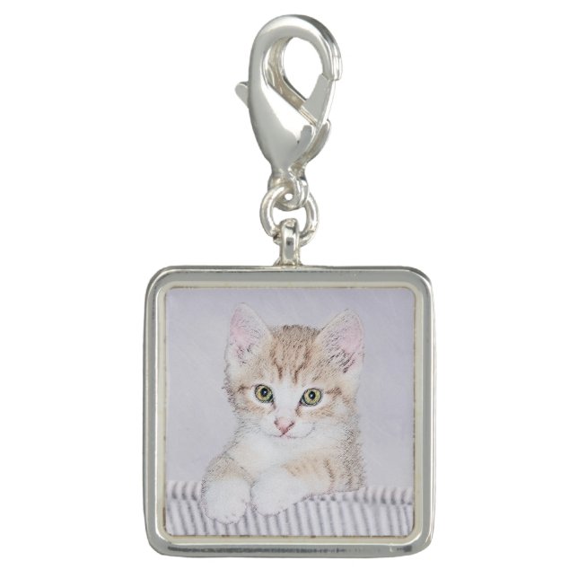 Orange Tabby Kitten Painting - Original Cat Art Charm (Front)