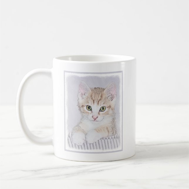 Orange Tabby Kitten Painting - Original Cat Art Coffee Mug (Left)