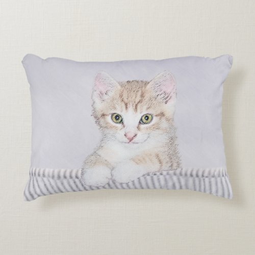 Orange Tabby Kitten Painting _ Original Cat Art Decorative Pillow