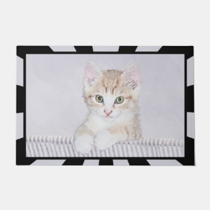 Orange Tabby Kitten Painting - Original Cat Art Doormat