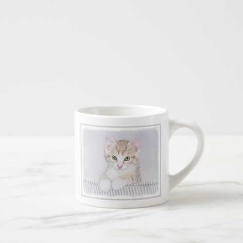 Orange Tabby Kitten Painting _ Original Cat Art Espresso Cup