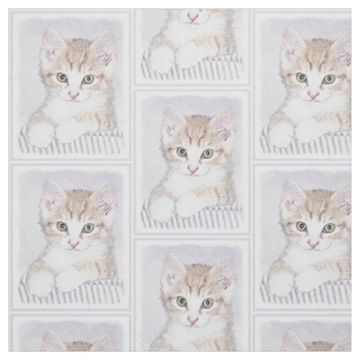Orange Tabby Kitten Painting - Original Cat Art Fabric