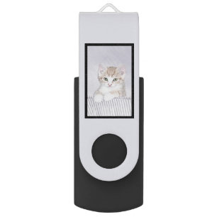 Orange Tabby Kitten Painting - Original Cat Art Flash Drive