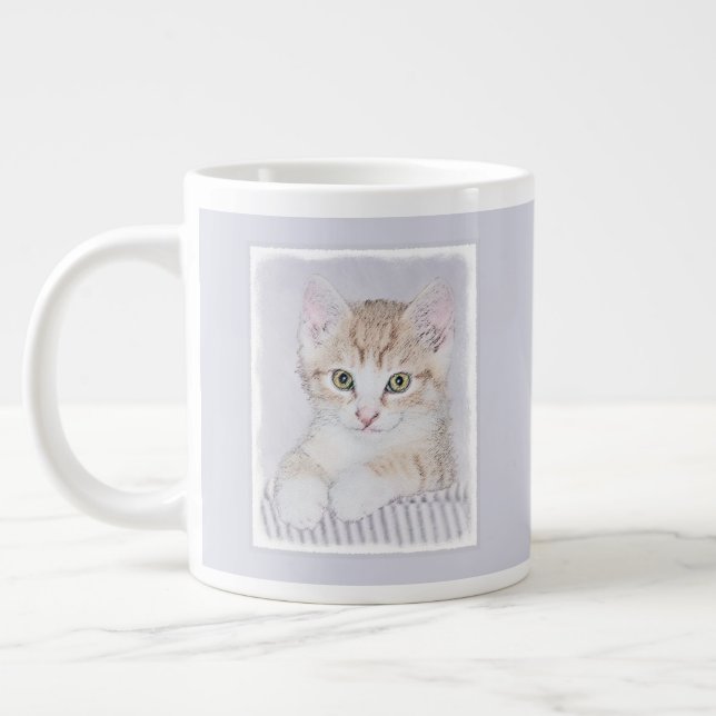Orange Tabby Kitten Painting - Original Cat Art Giant Coffee Mug (Left)