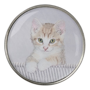 Orange Tabby Kitten Painting - Original Cat Art Golf Ball Marker