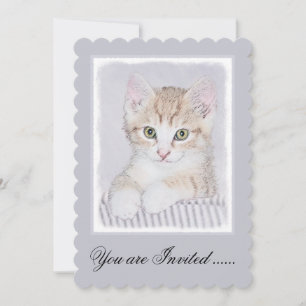 Orange Tabby Kitten Painting - Original Cat Art Invitation