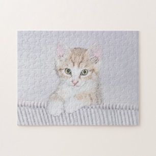 Orange Tabby Kitten Painting - Original Cat Art Jigsaw Puzzle