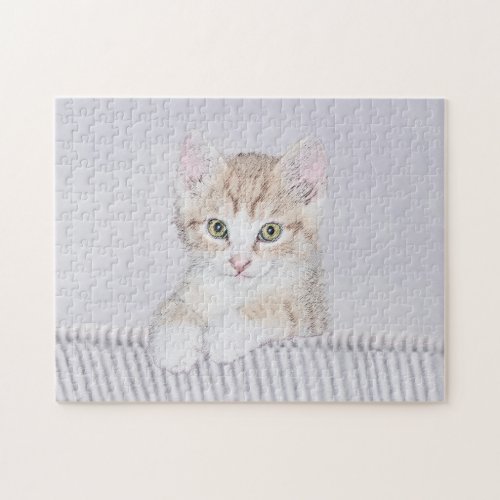 Orange Tabby Kitten Painting _ Original Cat Art Jigsaw Puzzle