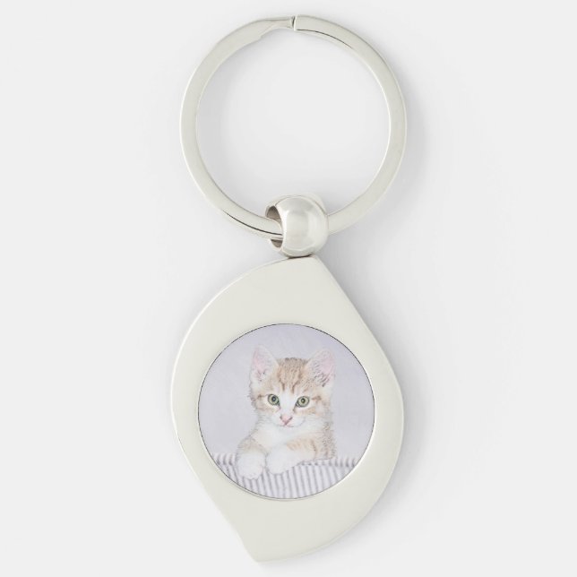 Orange Tabby Kitten Painting - Original Cat Art Keychain (Front)