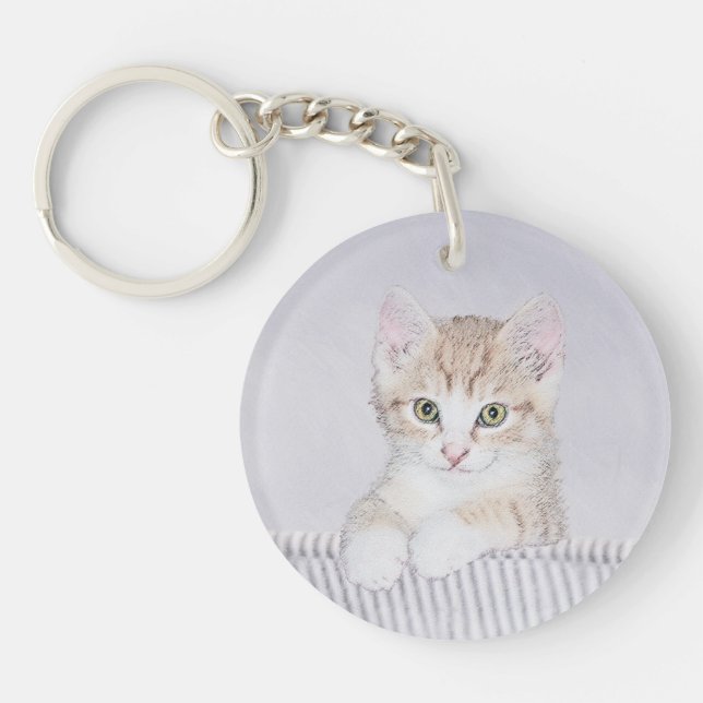 Orange Tabby Kitten Painting - Original Cat Art Keychain (Front)