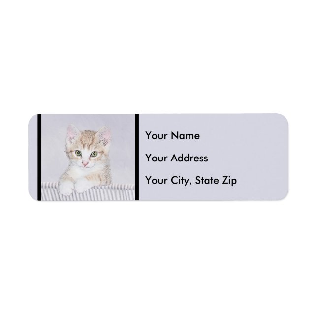 Orange Tabby Kitten Painting - Original Cat Art Label (Front)