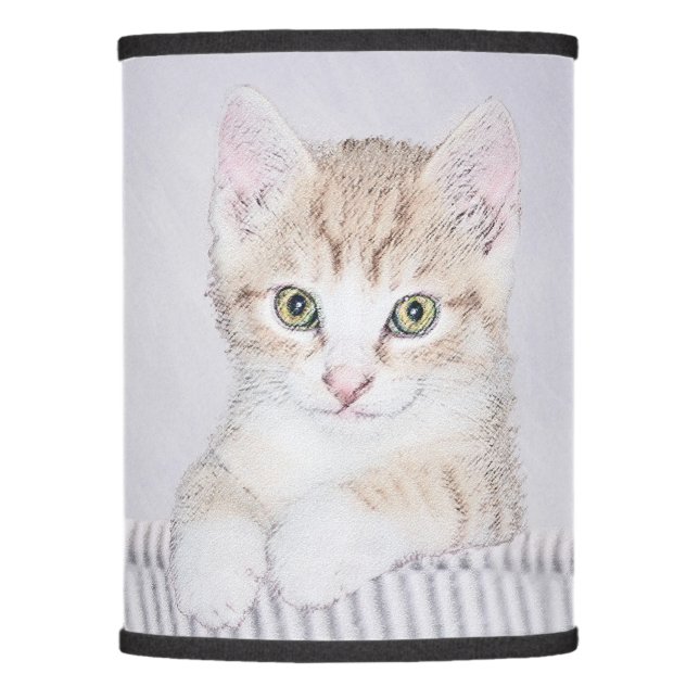 Orange Tabby Kitten Painting - Original Cat Art Lamp Shade (Front)