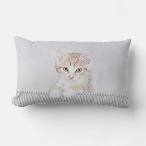 Orange Tabby Kitten Painting _ Original Cat Art Lumbar Pillow