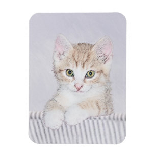 Orange Tabby Kitten Painting - Original Cat Art Magnet