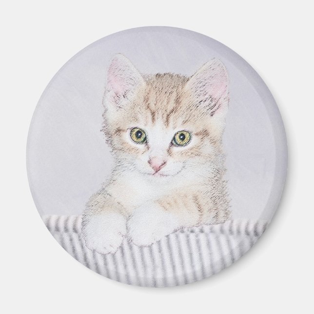 Orange Tabby Kitten Painting - Original Cat Art Magnet (Front)