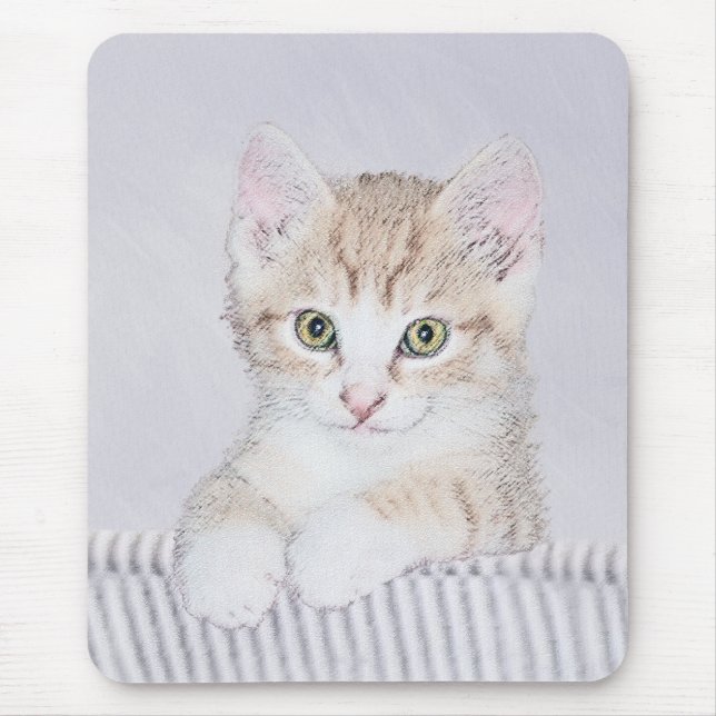 Orange Tabby Kitten Painting - Original Cat Art Mouse Pad (Front)