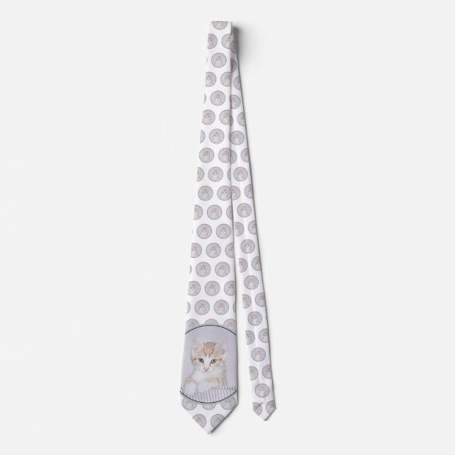 Orange Tabby Kitten Painting - Original Cat Art Neck Tie (Front)