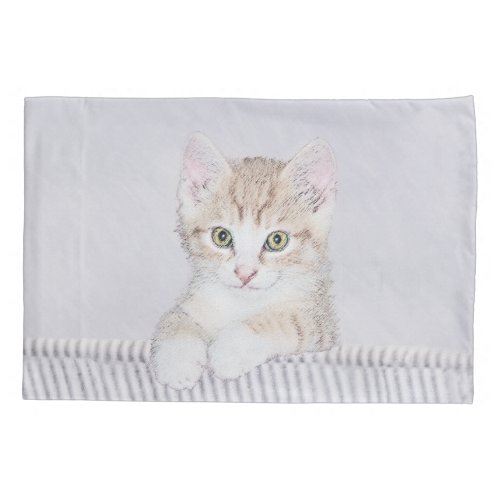 Orange Tabby Kitten Painting _ Original Cat Art Pillow Case