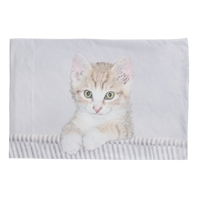 Orange Tabby Kitten Painting - Original Cat Art Pillow Case (Back)