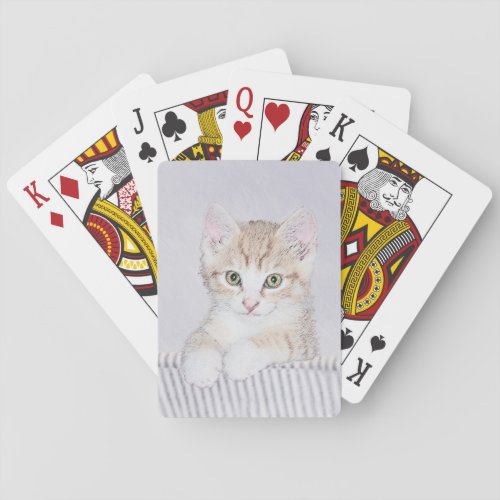 Orange Tabby Kitten Painting _ Original Cat Art Playing Cards