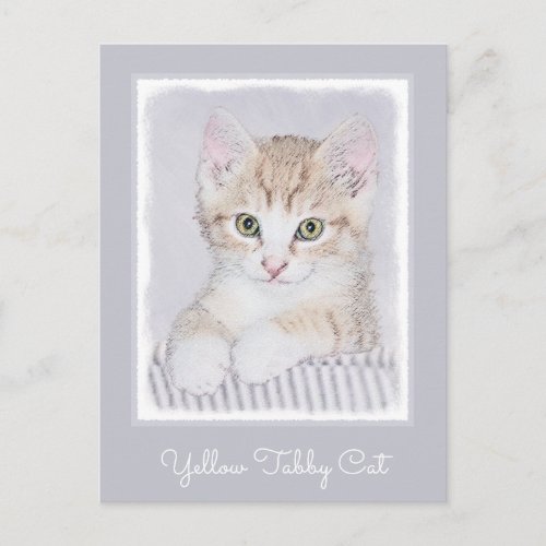 Orange Tabby Kitten Painting _ Original Cat Art Postcard