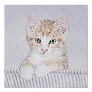Orange Tabby Kitten Painting - Original Cat Art Poster