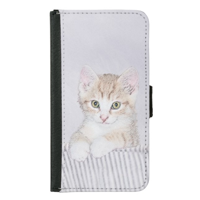 Orange Tabby Kitten Painting - Original Cat Art Samsung Galaxy Wallet Case (Front)