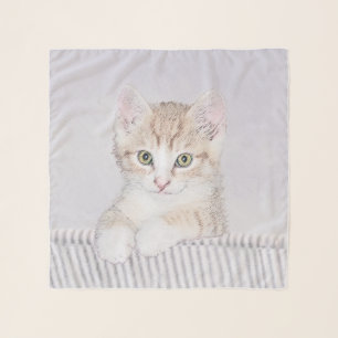 Orange Tabby Kitten Painting - Original Cat Art Scarf