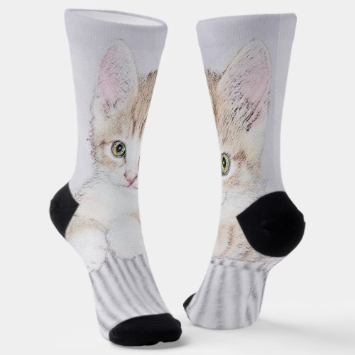 Orange Tabby Kitten Painting _ Original Cat Art Socks