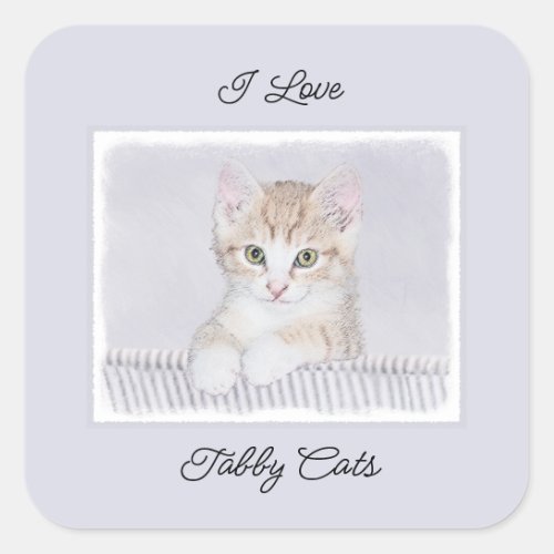 Orange Tabby Kitten Painting _ Original Cat Art Square Sticker