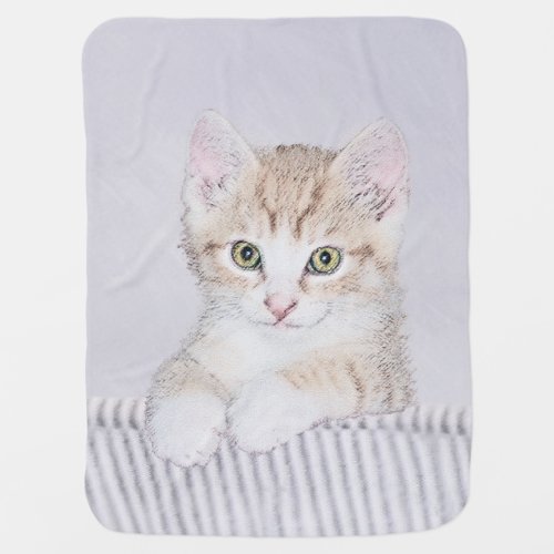 Orange Tabby Kitten Painting _ Original Cat Art Stroller Blanket