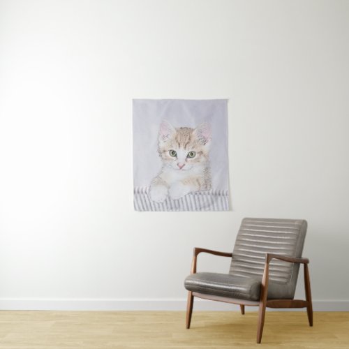 Orange Tabby Kitten Painting _ Original Cat Art Tapestry
