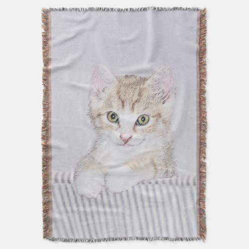 Orange Tabby Kitten Painting _ Original Cat Art Throw Blanket