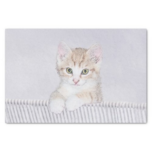 Orange Tabby Kitten Painting _ Original Cat Art Tissue Paper