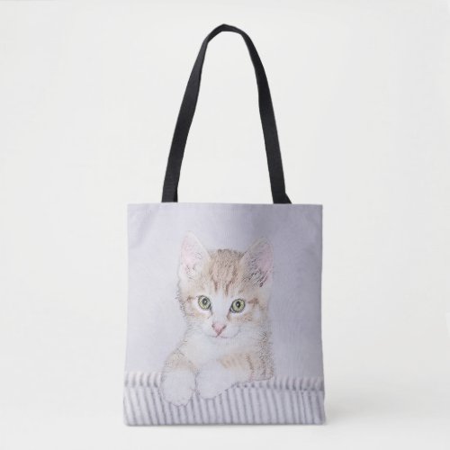 Orange Tabby Kitten Painting _ Original Cat Art Tote Bag