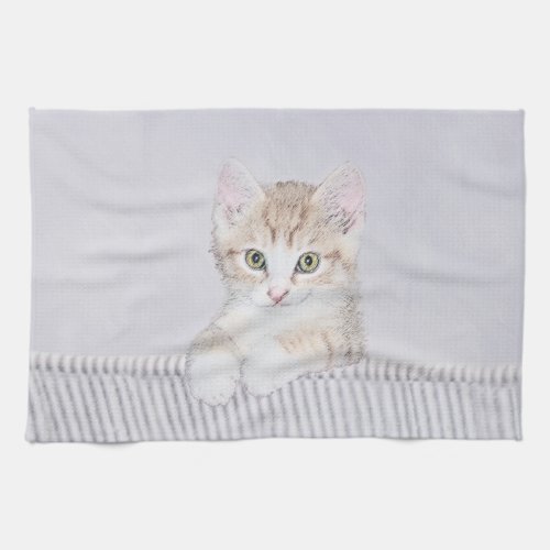Orange Tabby Kitten Painting _ Original Cat Art Towel