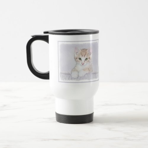 Orange Tabby Kitten Painting _ Original Cat Art Travel Mug