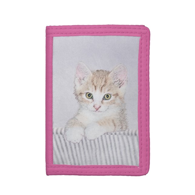 Orange Tabby Kitten Painting - Original Cat Art Trifold Wallet (Front Vertical)