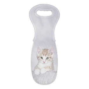 Orange Tabby Kitten Painting - Original Cat Art Wine Bag