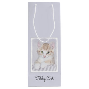 Orange Tabby Kitten Painting - Original Cat Art Wine Gift Bag