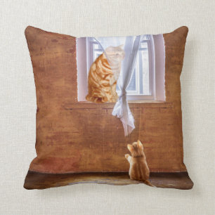 Orange tabby kitty cats throw pillow