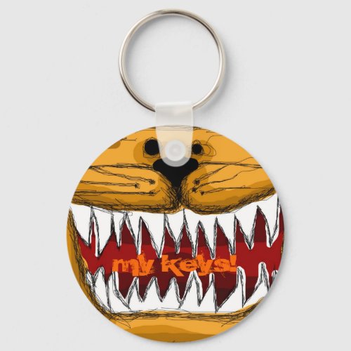 Orange Tabby Kitty Humorous Sharp Teeth Cat Key Keychain