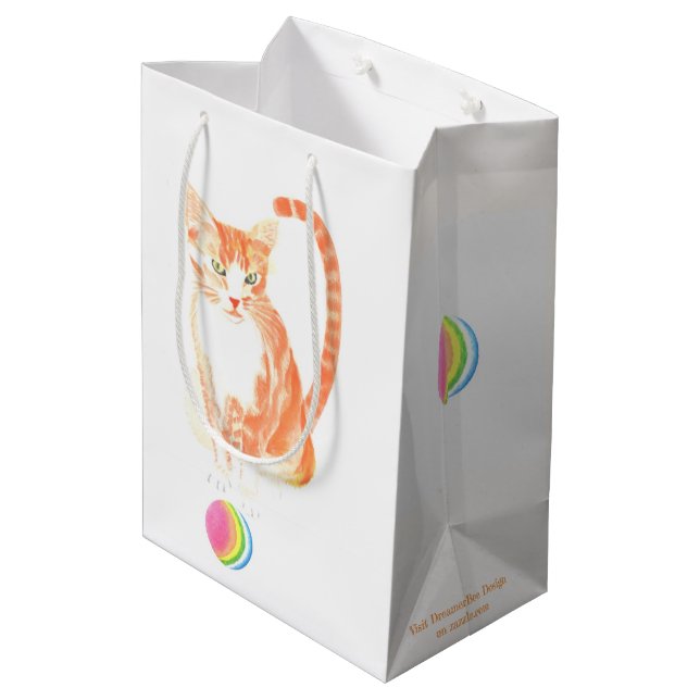 Orange Tabby Medium Gift Bag (Back Angled)