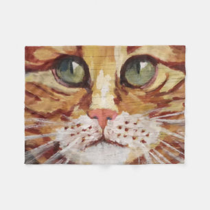 Orange Tabby Painting Detail  Fleece Blanket