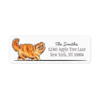 Orange Tabby Persian Cat Off-leash Art™ Simple Label by offleashart at Zazzle