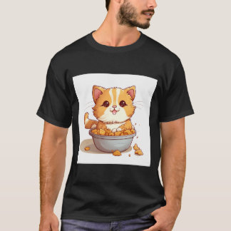 Orange tabby tater tot cat in a bowl of tater tots T-Shirt
