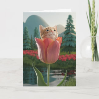 Orange Tabby Tulip Card