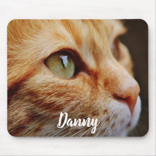 Orange Tabby with Green Eyes Custom Mouse Pad