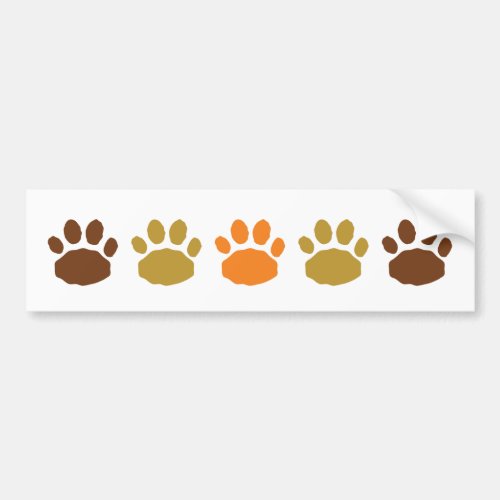 Orange Tan and Brown Animal Paw Prints Bumper Sticker